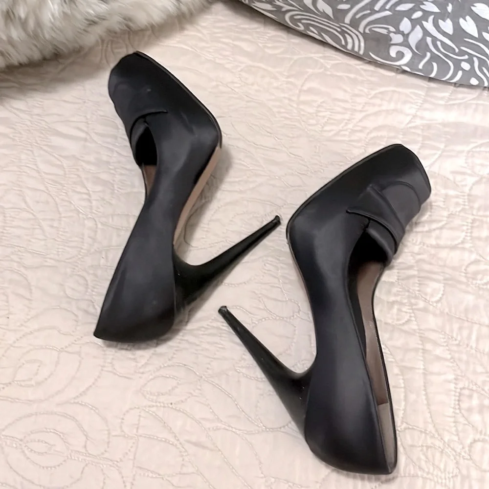 Marni Women’s Black Square Toe Satin 5” Stiletto Heel Pump Shoes Sz 38
